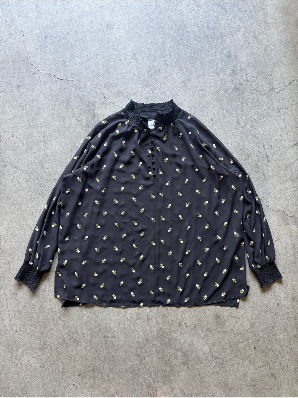 Cabi Sheer Black Floral Embroidered Blouse #cottagecore #whimsy Size L